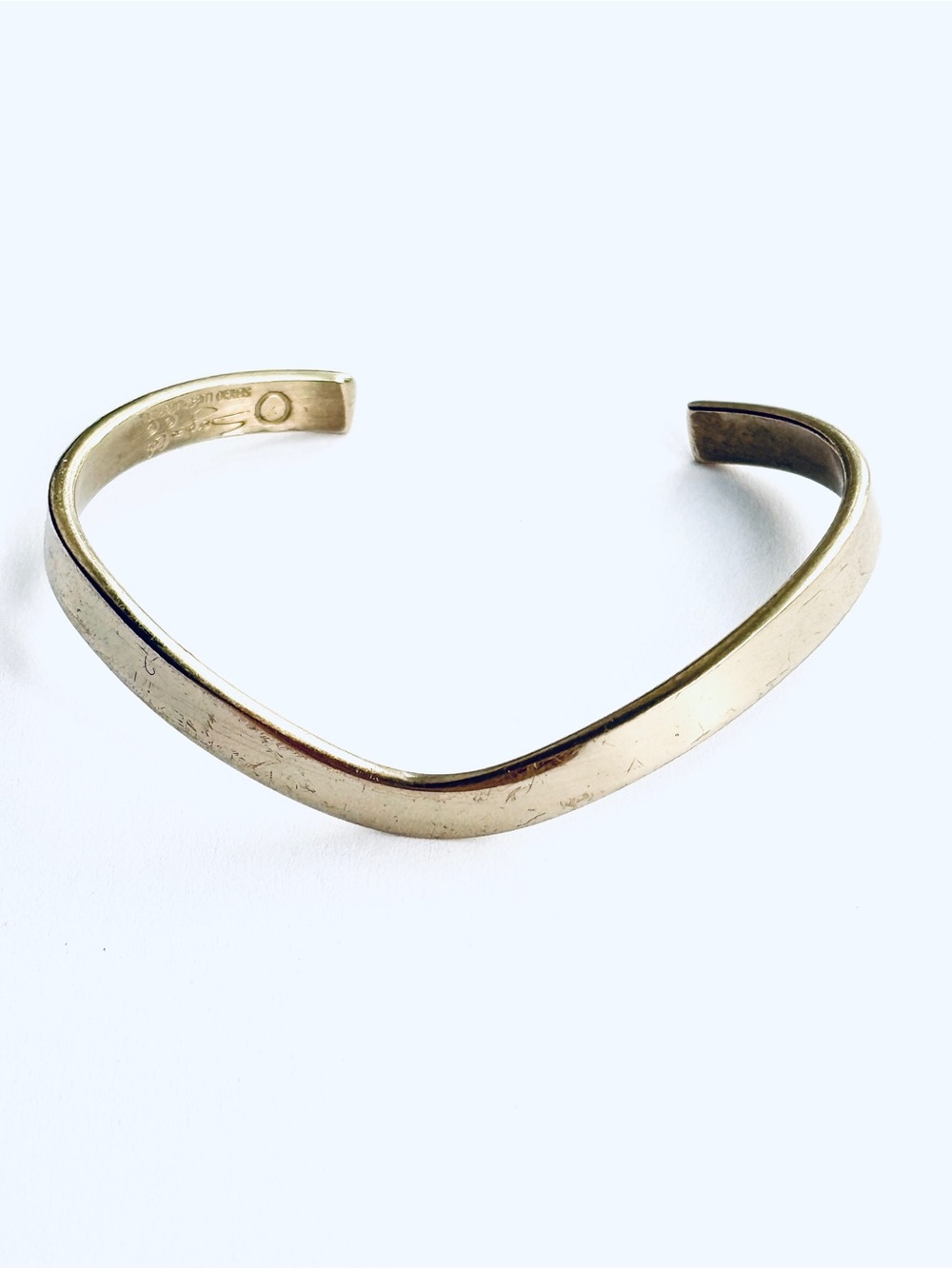 Sergio Lub Vintage 80s Rainbow Wave Cuff Bracelet Silver Tone California
